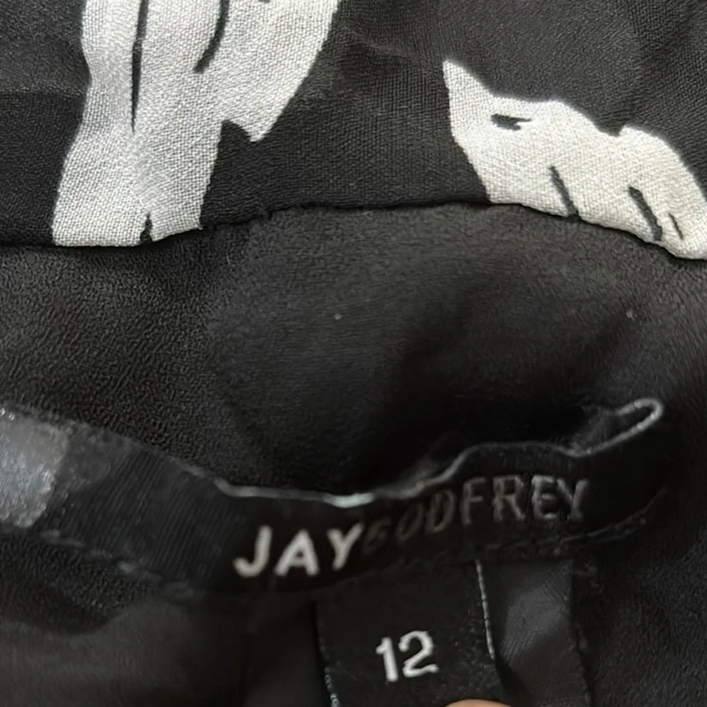 JayGodfrey Black and White Printed Josephine Chiffon Hourglass Sleeveless Sz 12‎ - Picture 10 of 14